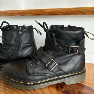 Dr. Marten Black Leather Buckle Boots